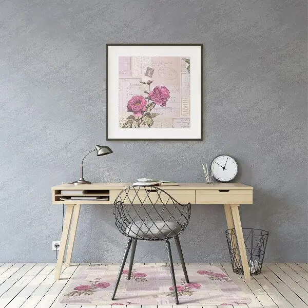 Office chair mat Paper and peonies