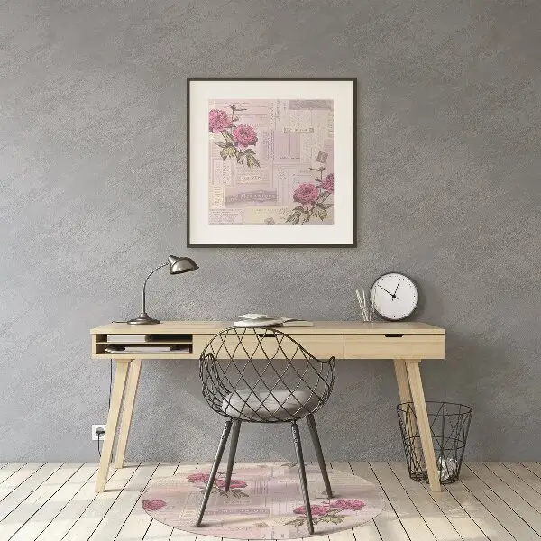 Office chair mat Paper and peonies