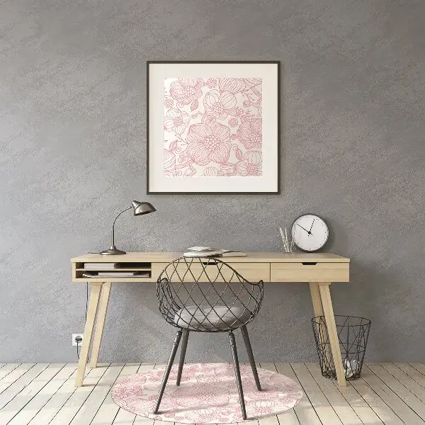 Desk chair mat flowers contour