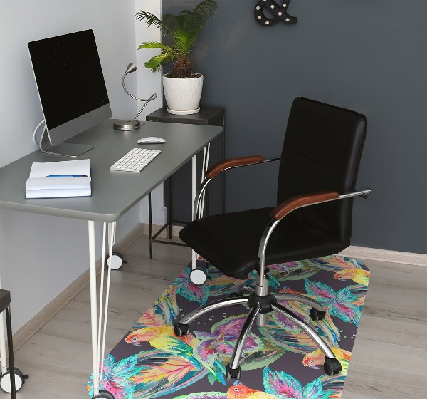 Desk chair mat colorful parrots