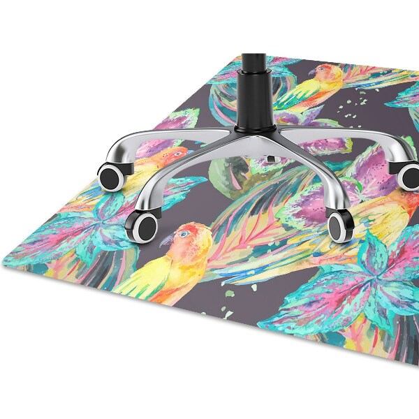 Desk chair mat colorful parrots