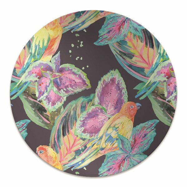 Desk chair mat colorful parrots