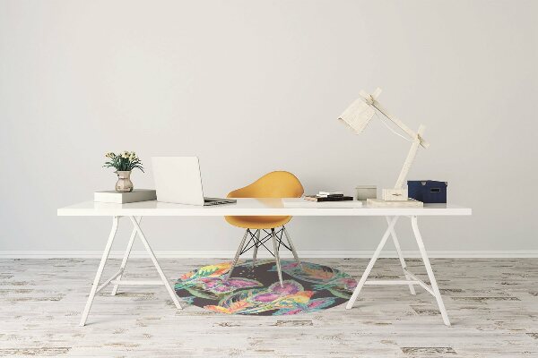 Desk chair mat colorful parrots
