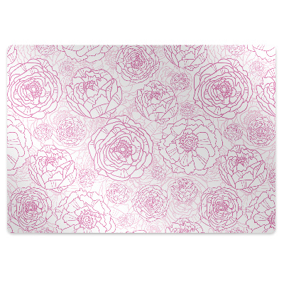 Desk chair mat pink flowers