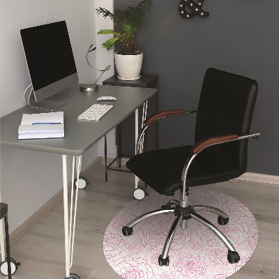 Desk chair mat pink flowers