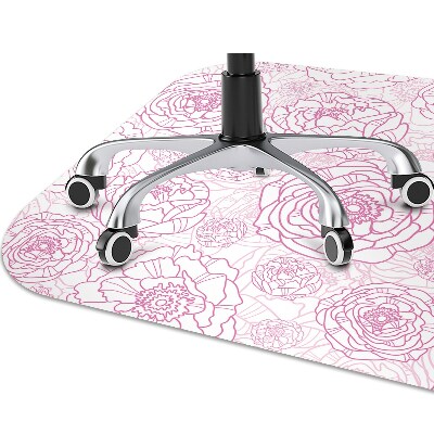 Desk chair mat pink flowers