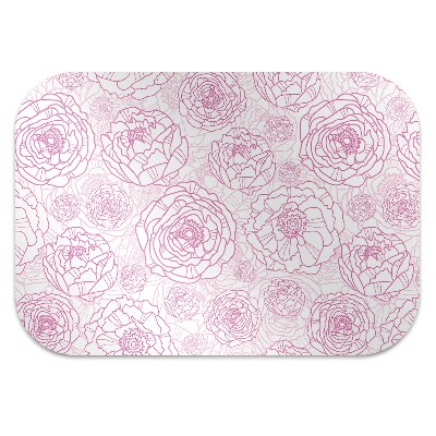 Desk chair mat pink flowers