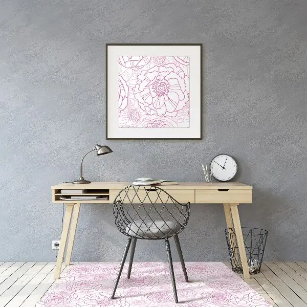 Desk chair mat pink flowers