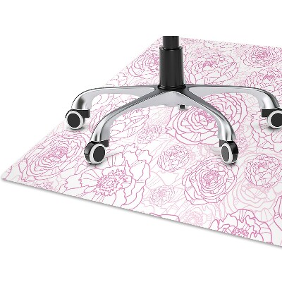 Desk chair mat pink flowers