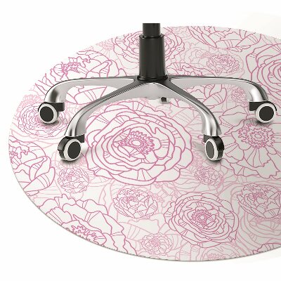 Desk chair mat pink flowers