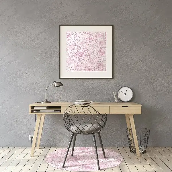 Desk chair mat pink flowers