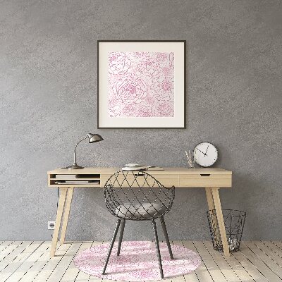 Desk chair mat pink flowers