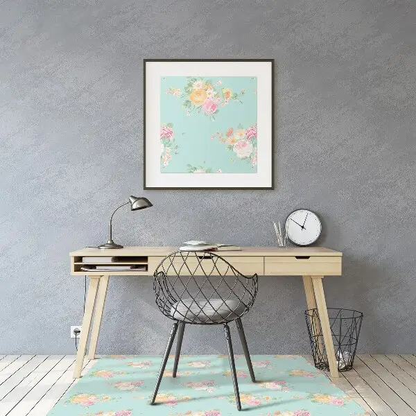 Office chair mat pastel bouquets