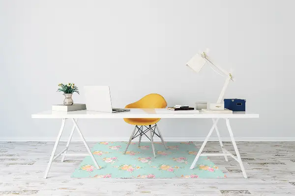 Office chair mat pastel bouquets