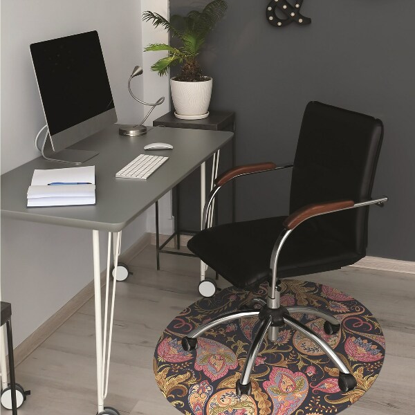 Chair mat floor panels protector colorful Paisley