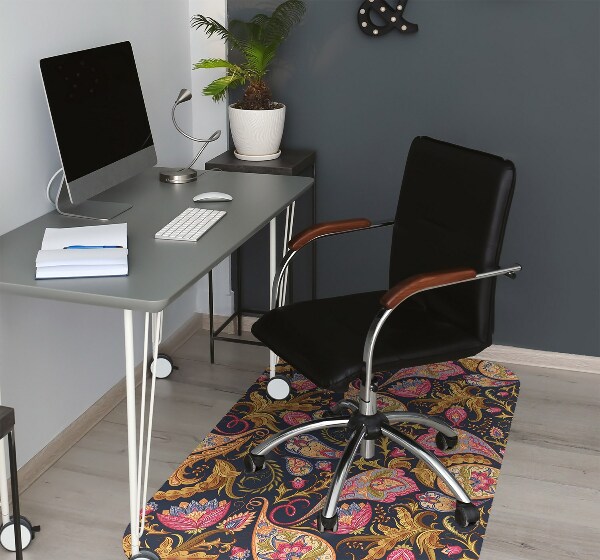 Chair mat floor panels protector colorful Paisley