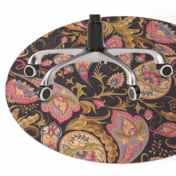Chair mat floor panels protector colorful Paisley