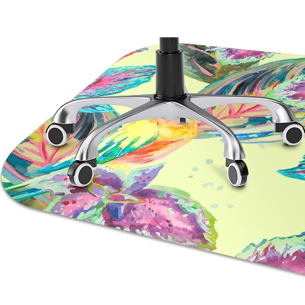Desk chair mat colorful parrots