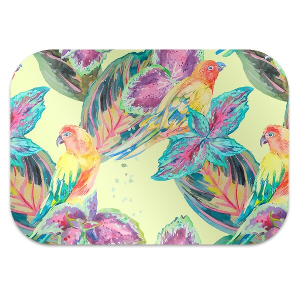 Desk chair mat colorful parrots