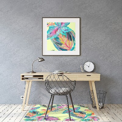 Desk chair mat colorful parrots