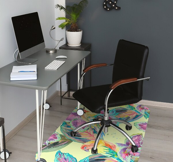 Desk chair mat colorful parrots