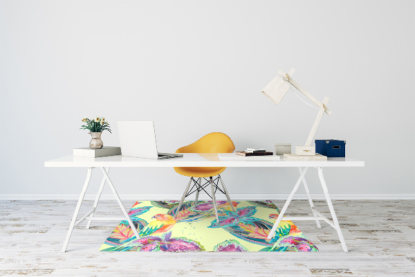 Desk chair mat colorful parrots