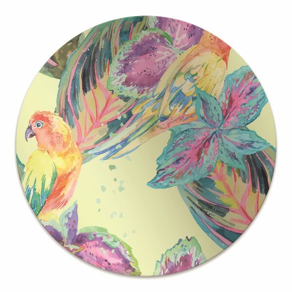 Desk chair mat colorful parrots