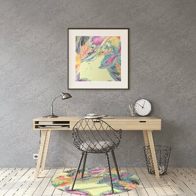 Desk chair mat colorful parrots