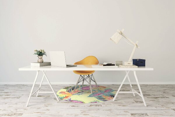 Desk chair mat colorful parrots