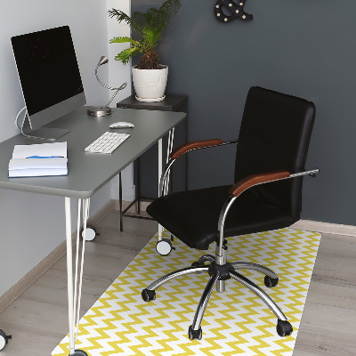 Desk chair mat yellow zigzags