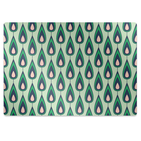 Desk chair mat green teardrop