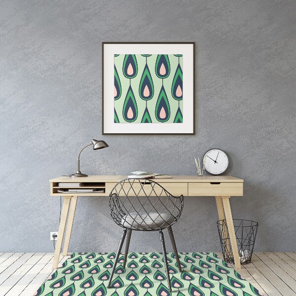 Desk chair mat green teardrop