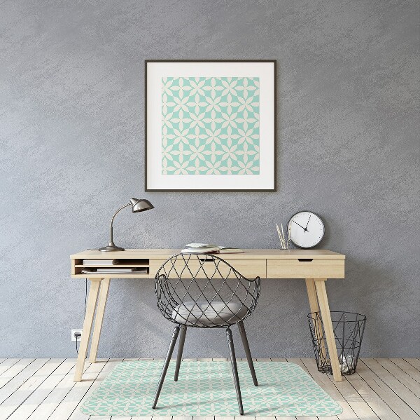 Computer chair mat White and blue pattern