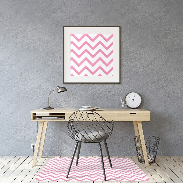 Office chair floor protector pink zigzags