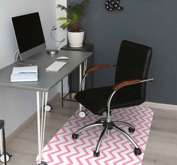 Office chair floor protector pink zigzags