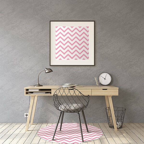 Office chair floor protector pink zigzags