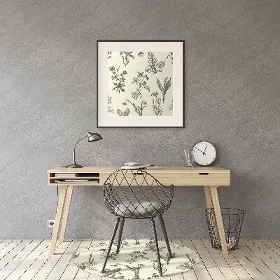 Office chair mat sketched flowers