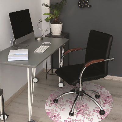 Desk chair mat pink flowers