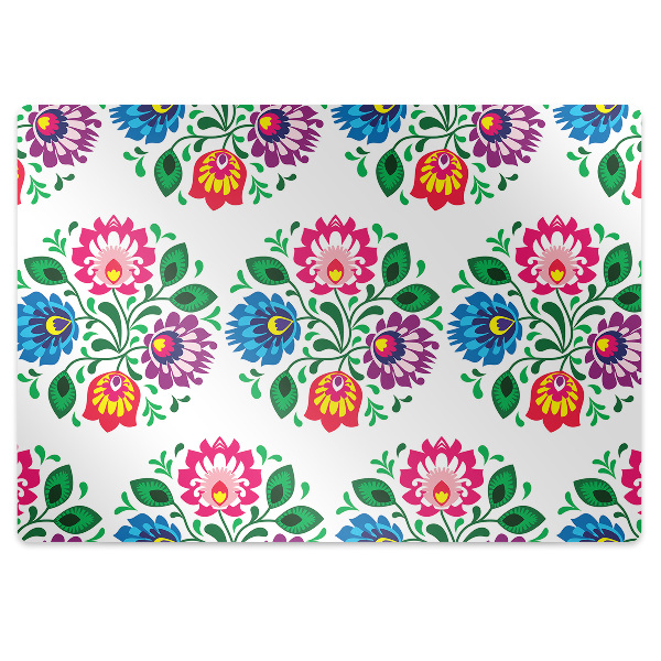 Office chair floor protector Flowers folk style