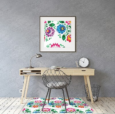 Office chair floor protector Flowers folk style