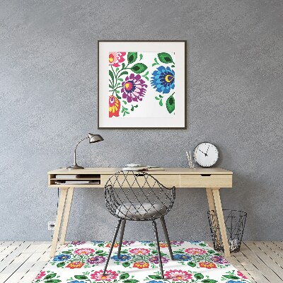 Office chair floor protector Flowers folk style