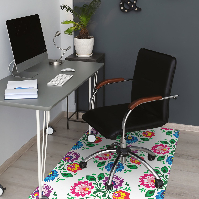 Office chair floor protector Flowers folk style