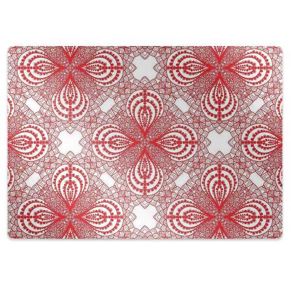 Chair mat floor panels protector red lace