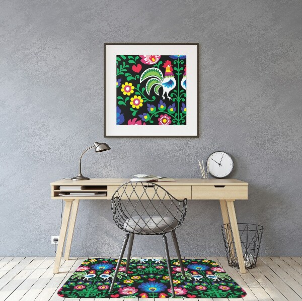 Desk chair mat folk art