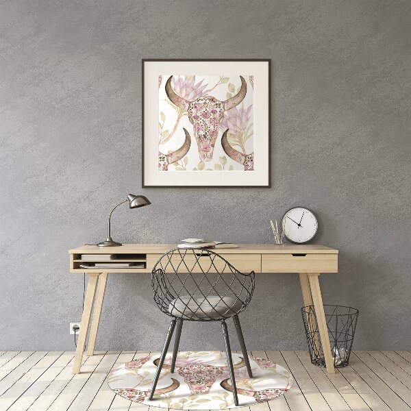 Chair mat floor panels protector Skull in flowers