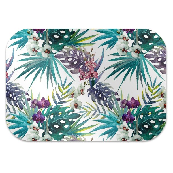 Office chair mat tropical leaves