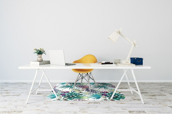 Office chair mat tropical leaves