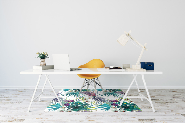 Office chair mat tropical leaves