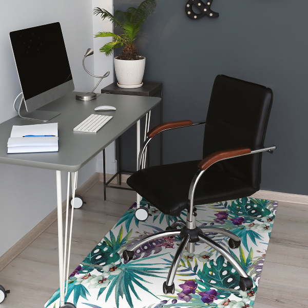 Office chair mat tropical leaves