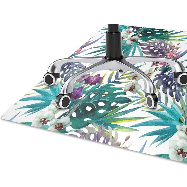 Office chair mat tropical leaves